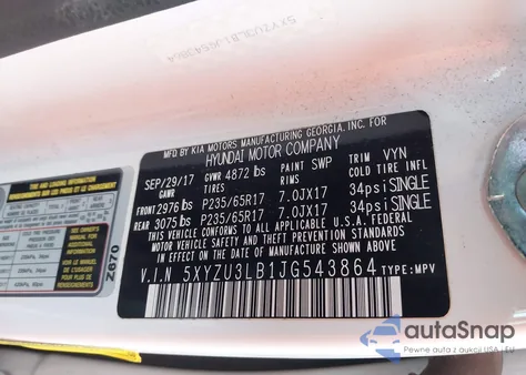 2018 Hyundai Santa Fe Sport 2.4L from USA, damaged, VIN 5XYZU3LB1JG543864